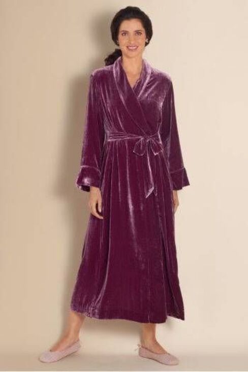 Soft Surroundings Other - Soft Surroundings Silk Blend Velvet Mulberry Mauve Robe Sz. M